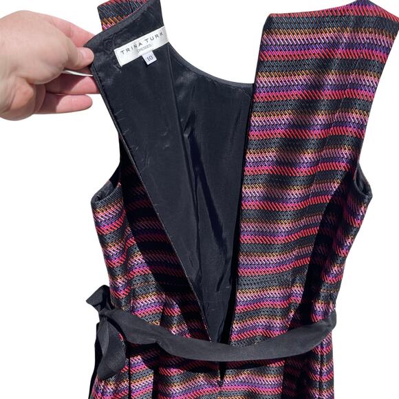 TRINA TURK Dresses Women’s Brocade Belted Fit and Flare Dress size 10 - Picture 5 of 6